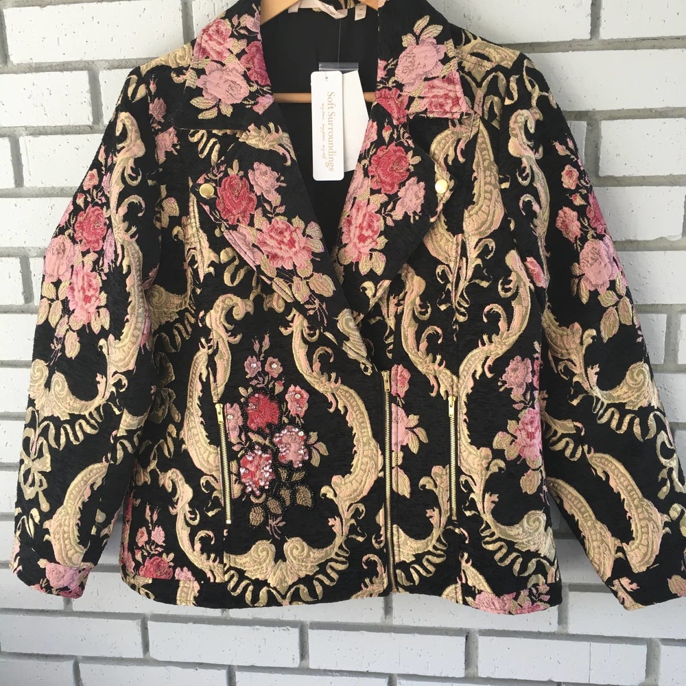 NWT SOFT SURROUNDINGS BROCADED JACKET WITH BEADING